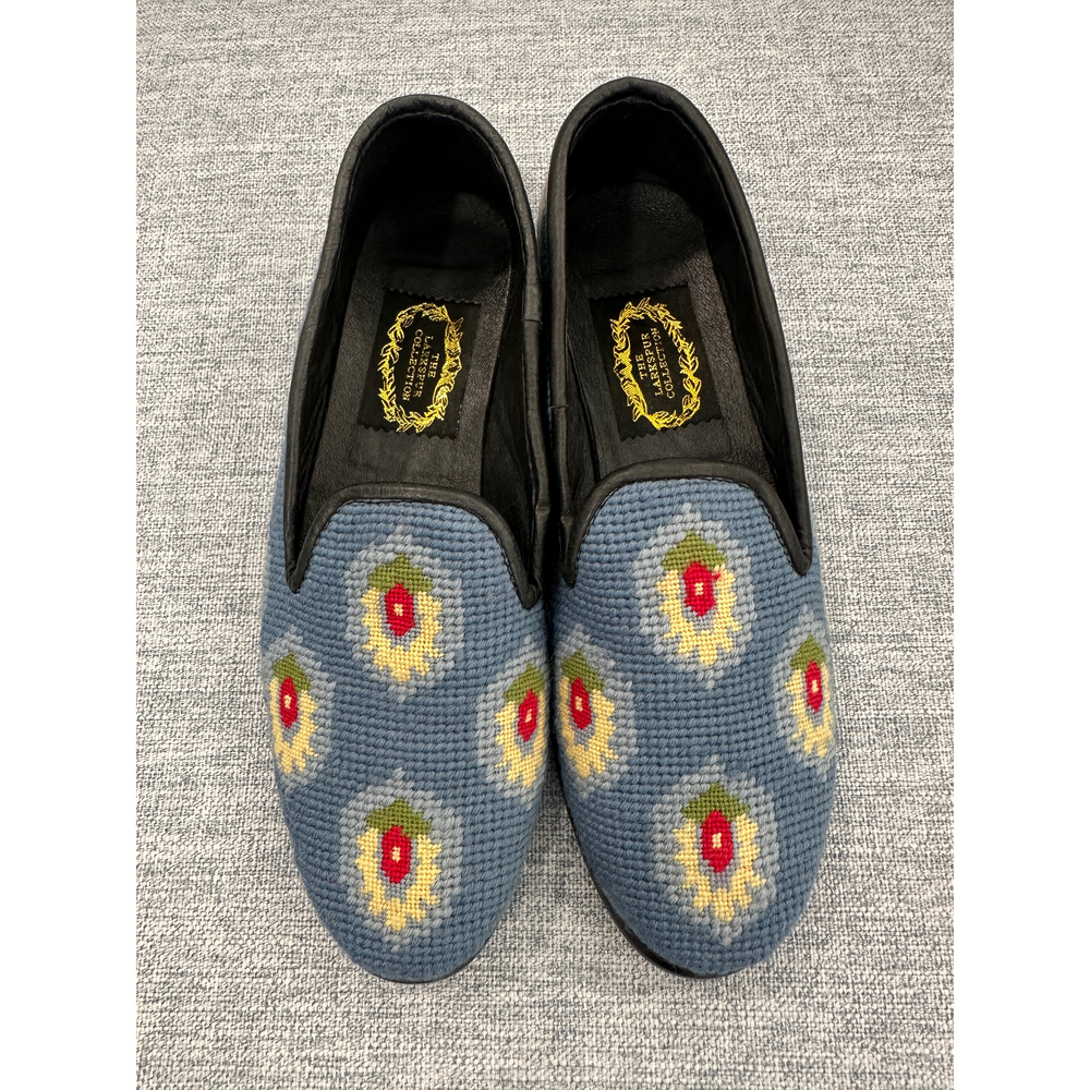 The Larkspur Collection Needlepoint Loafers in Blue